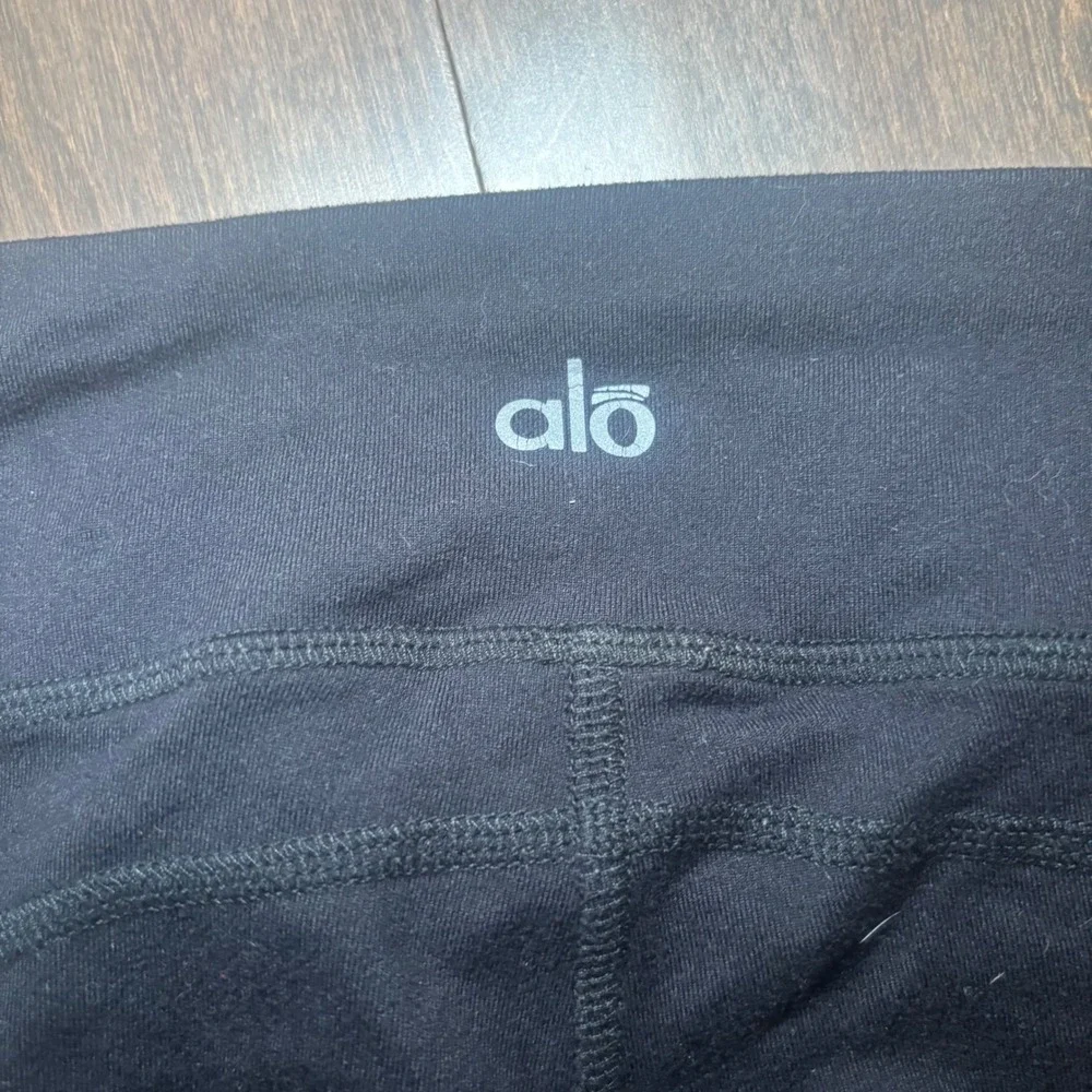 Alo Yoga Womens Black Paneled Ankle Zip Performance Leggings Size Medium